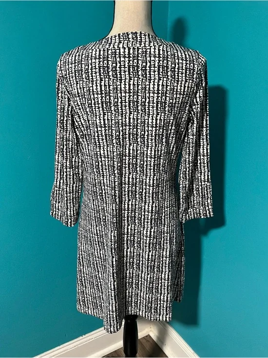 Ellie Kai 10 Print Split Neck Long Sleeve Jersey Knit Stretch Dress - Picture 3 of 4